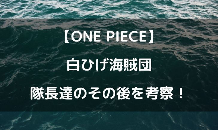 白ひげ海賊団隊長のその後を考察 今現在は何をしてるの テレビっ子は今日もゆく