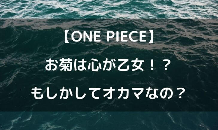 ワンピースお菊の性別は男 心は女ってことはオカマなの テレビっ子は今日もゆく