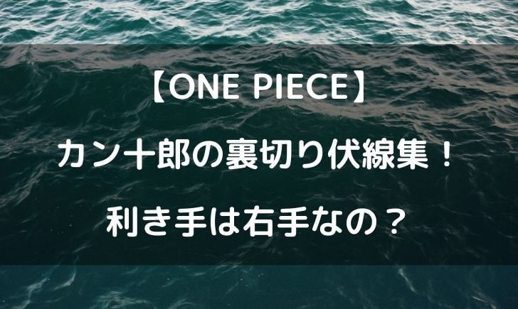 ワンピースカン十郎の裏切りの伏線集 あの画力は左手で描いていたせい テレビっ子は今日もゆく