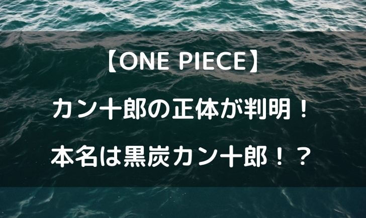 ワンピースカン十郎の正体が判明 本名は黒炭ってまじ テレビっ子は今日もゆく